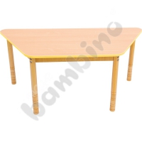 Trapezial maple tabletop with colourful edge yellow