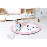 Crawling mat with white cat