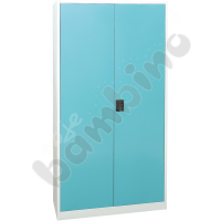 Metal cabinet with green doors