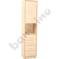 Narrow cabinet Flexi-TB with 4 drawers, with plinth