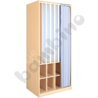 Cabinets for bedding and 8 mattresses - with curtain - full partition, birch