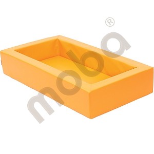 Foam bed with orange mattress
