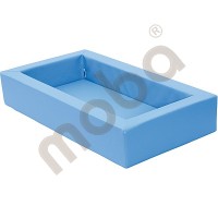 Foam bed with light blue mattress