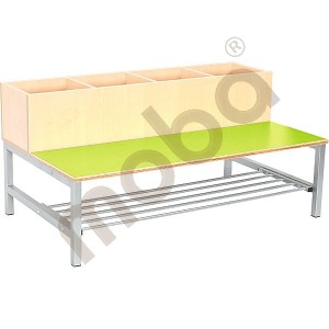 Flexi bench with container for cloakroom 4, height: 35 cm, green
