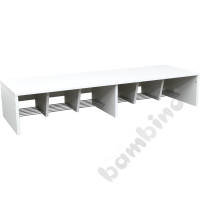 Quadro - cloakroom bench, white base, 6 low