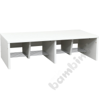 Quadro - cloakroom bench, white base, 4 low