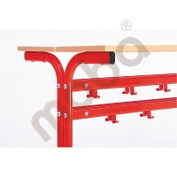 Cloakroom adjustable bench with hanger - red