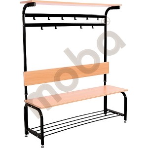 Cloakroom adjustable bench with hanger - black