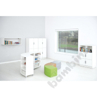 Quadro - L cabinet with partition and 2 shelves, white