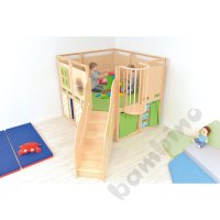 2-storey play corner with compartments for mattresses