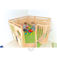2-storey play corner with compartments for mattresses