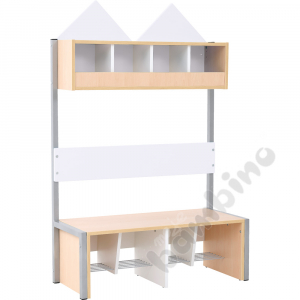 House cloakroom with frame, 4,width: 99 cm, white, base maple