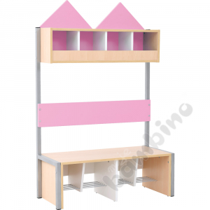 House cloakroom with frame, 4,width: 99 cm, light pink, base maple