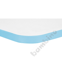 Tabletop Quadro white rectangular, light blue edge banding