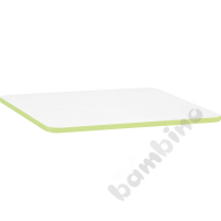 Tabletop Quadro white rectangular, lime edge banding