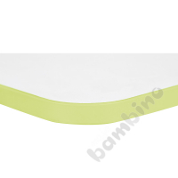 Tabletop Quadro white rectangular, lime edge banding
