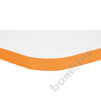 Tabletop Quadro white rectangular, orange edge banding