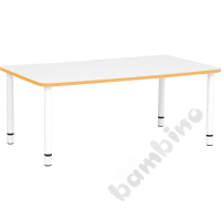 Tabletop Quadro white rectangular, orange edge banding