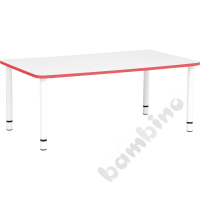 Tabletop Quadro white rectangular, red edge banding