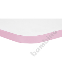 Tabletop Quadro white rectangular, light pink edge banding