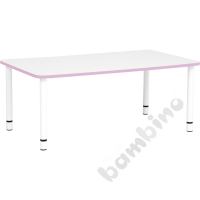 Tabletop Quadro white rectangular, light pink edge banding