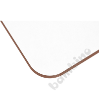Tabletop Quadro white rectangular, brown edge banding