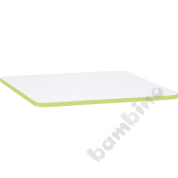 Tabletop Quadro white square, lime edge banding