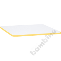 Tabletop Quadro white square, yellow edge banding