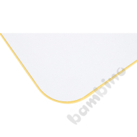 Tabletop Quadro white square, yellow edge banding