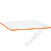 Tabletop Quadro white square, orange edge banding
