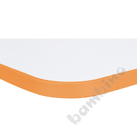 Tabletop Quadro white square, orange edge banding