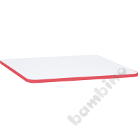 Tabletop Quadro white square, red edge banding