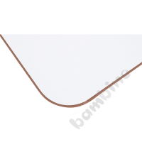 Tabletop Quadro white square, brown edge banding