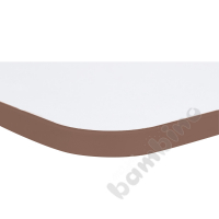 Tabletop Quadro white square, brown edge banding