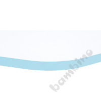 Tabletop Quadro white hexagonal, light blue edge banding
