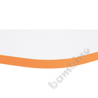 Tabletop Quadro white hexagonal, orange edge banding