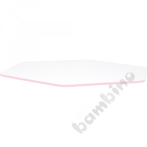 Tabletop Quadro white hexagonal, light pink edge banding