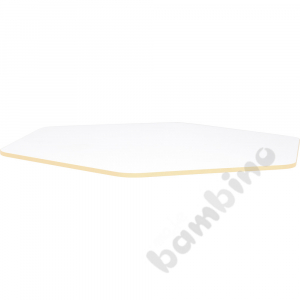 Tabletop Quadro white hexagonal, beige edge banding