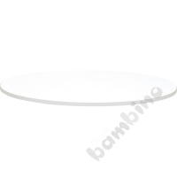 Tabletop Quadro white round, grey edge banding
