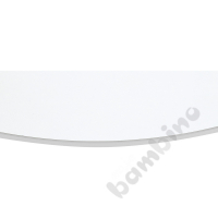 Tabletop Quadro white round, grey edge banding