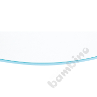 Tabletop Quadro white round, light blue edge banding