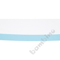 Tabletop Quadro white round, light blue edge banding