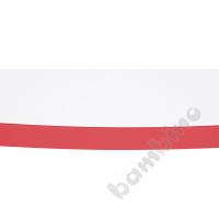 Tabletop Quadro white round, red edge banding
