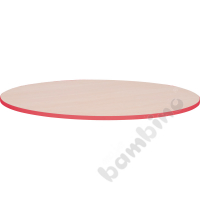 Tabletop Quadro maple round, red edge banding