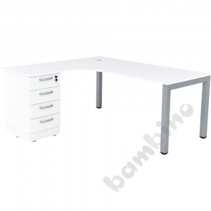 Corner desk Grande with metal leg, left , white