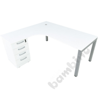 Corner desk Grande with metal leg, left , white