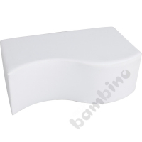 Rectangular white pouffe with a wave, wys. 35,5 cm