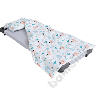 Pillow and blanket with bed linen - animals gray-blue