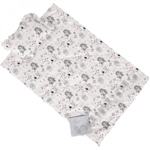 Pillow and blanket with bed linen - animals gray-pink