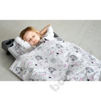 Pillow and blanket with bed linen - animals gray-pink